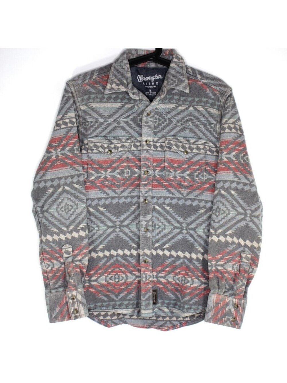 Wrangler Retro Mens Medium Premium Aztec Pearl Snap Western Button Up Shirt Z8